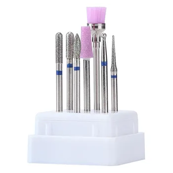 

KROFAUE 7pcs/set Electric Grinding Head Nail Drill Bits Set Milling Cutter Pedicure Manicure Tool Nail Gel Polish Remove