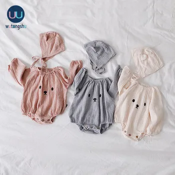 

Fashion Baby Girl Clothes One-pieces Jumpsuits + Hat Long Sleeves Baby clothing Infant Girl Clothes Cotton Baby Rompers For 0-2Y