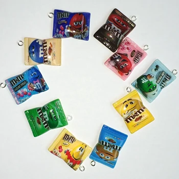 

Kawaii Flatback Resin M Beans Candy Charms Cartoon M bean Pendant Simulation Candy DIY Making Earring Key Chain Accessories
