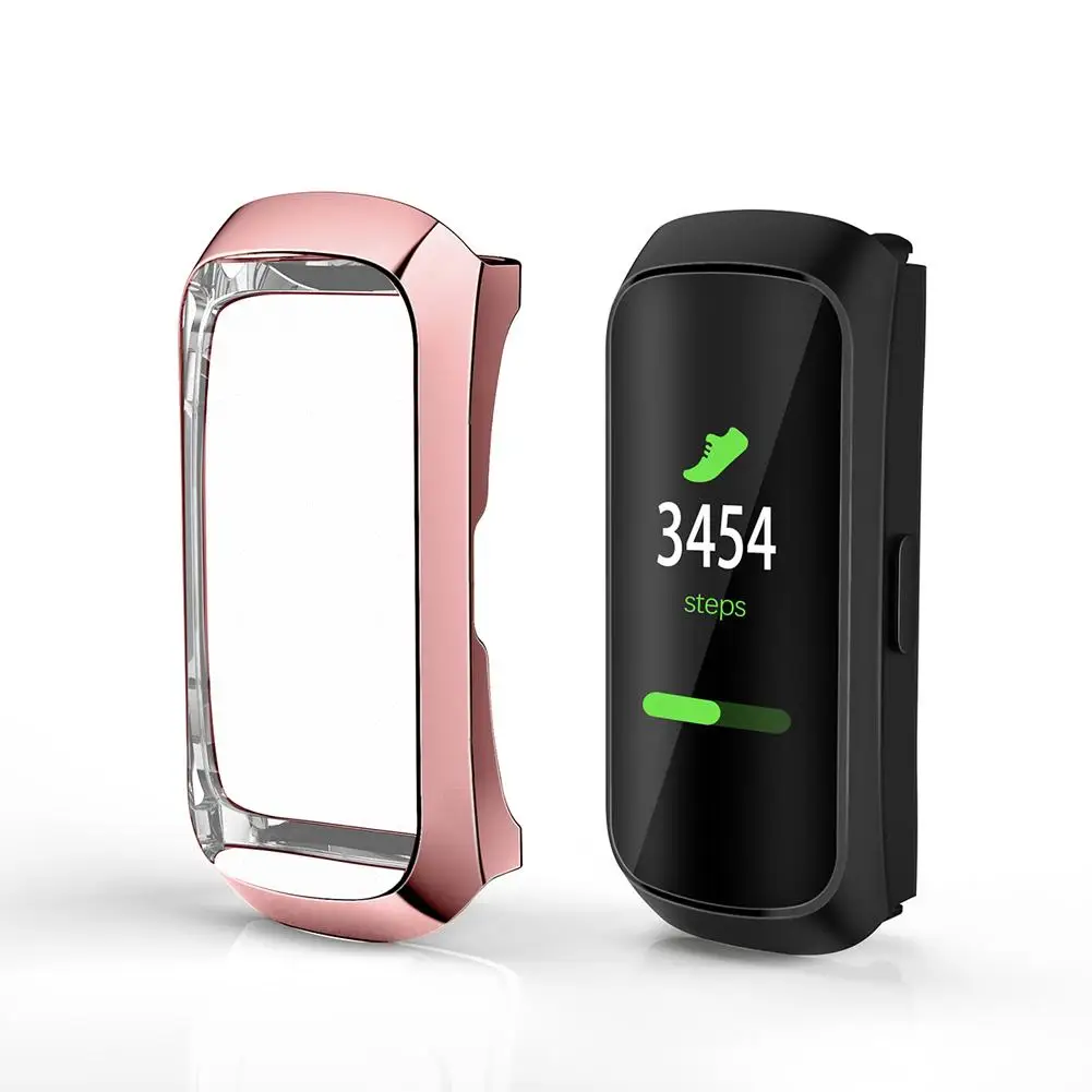 360 градусов ТПУ защитный чехол, чехол для samsung Galaxy Fit SM-R370, умный браслет, Защитное прозрачное покрытие, оболочка - Цвет: Pink