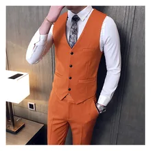 Зимняя модная мужская одежда, модный жилет с v-образным вырезом, Мужской приталенный однобортный жилет в Корейском стиле