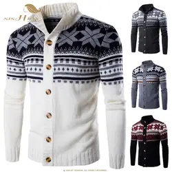 SISHION новые мужские повседневные мужские свитера Полосатый Рождественский свитер QY0335 теплый кардиган мужские однобортные кардиганы
