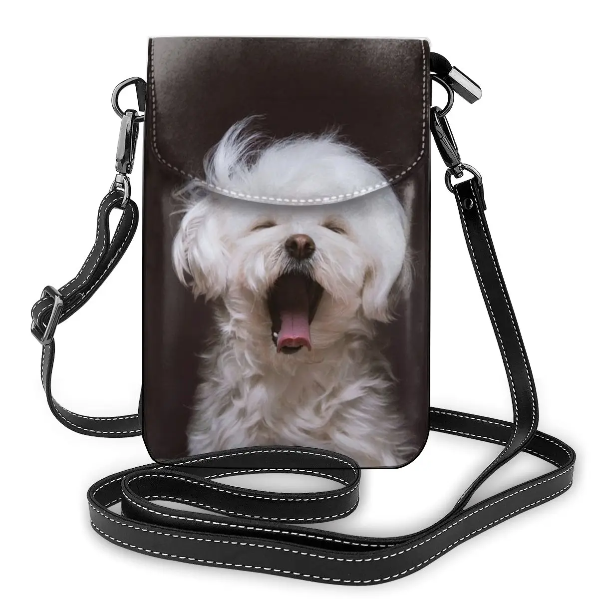 

NOISYDESIGNS Cute Maltese Dog Print Women Pouch Small PU Leather Messenger Bag Funny Mini Phone Purse Bag Crossbody Handbag