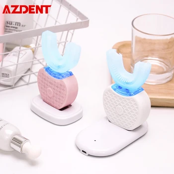 

360 Degree Automatic Sonic Electric Toothbrush Intelligent Tooth Brush Rechargeable 4 Mode Brush Heads Teeth Cleaning Blue Light