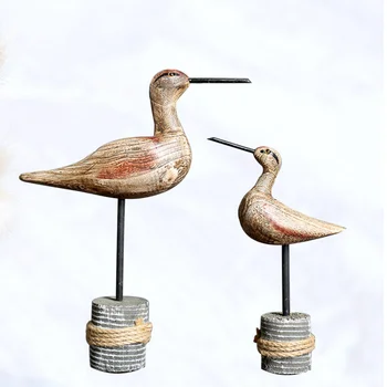 

2 Pcs America Rustic Style Simulation Birds Wooden Ornament Birds Sculpture Ornaments for Home Office Mini Garden