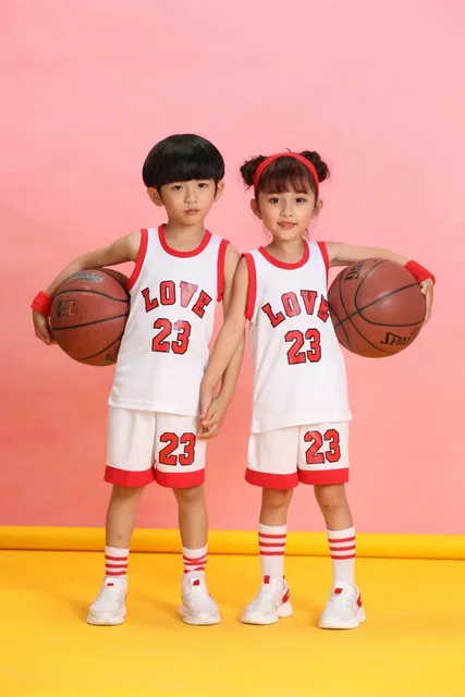 Kids Love No.23 Basketball Set kits,Girls Basketball jerseys,boys