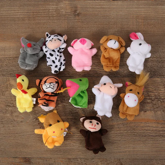 Baby Plush Toy Finger Puppets Tell Story Props 10pcs Animals or 6pcs Family Doll Kids Toys Children Gift GYH 6