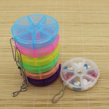 

7 Day Weekly Round Pill Box Medicine Drug Tablet Dispenser Organizer Storage Case Travel Pill Case Splitter Container