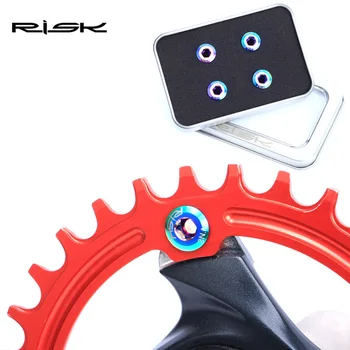 

RISK 6.5mm 4pcs/set MTB 5pcs/set BMX TC4 BikeTitanium Gear Fixing Bolts Bicycle Crankset Chainwheel Locking Screws Cycling Parts