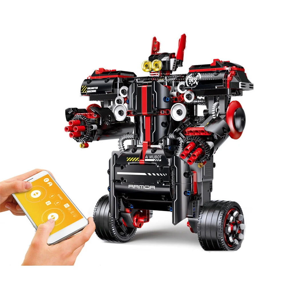 13027 13028 Technic RC робот телефон голосовой пульт дистанционного управления гусеничный перезаряжаемый аккумулятор строительные блоки кирпичи игрушки для детей