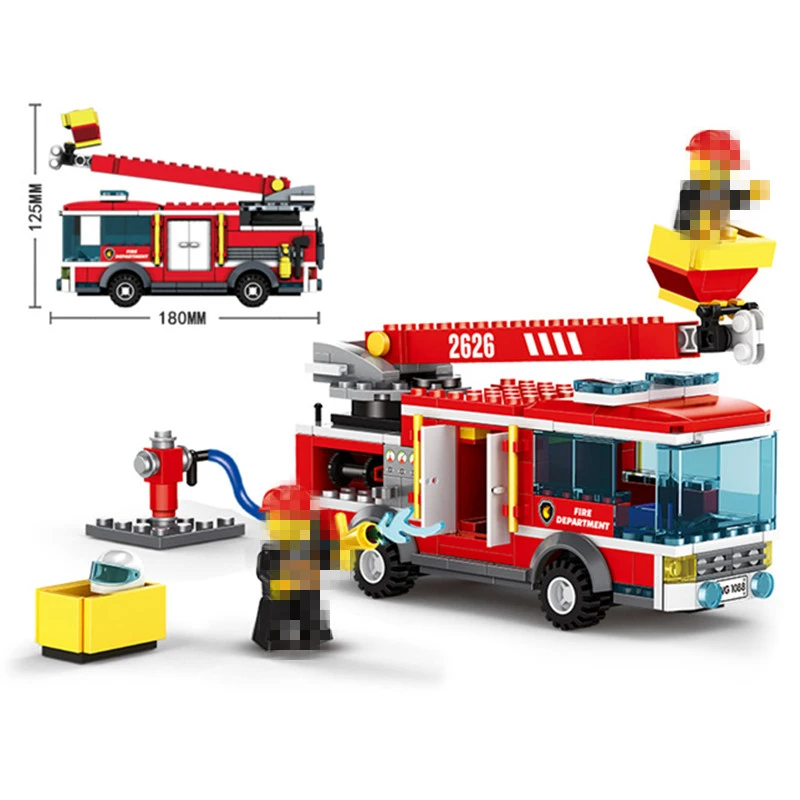 

275PCS Fire Fighting Rescue Trucks Car Model Building Blocks City Firefighter DIY Bricks Building Toys For Children Kids Gifts