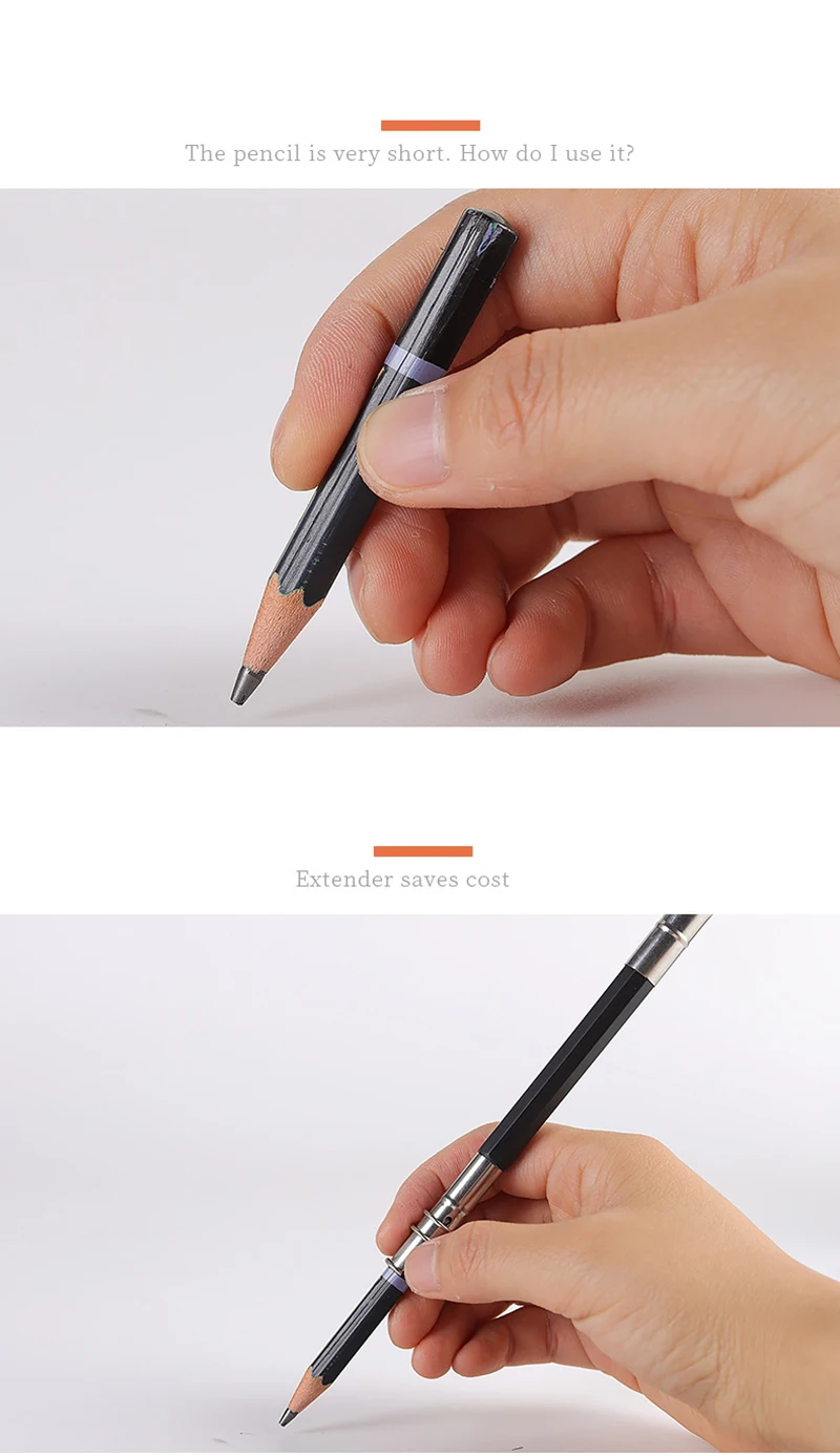 1 pcs Metal Pencil Extender Stainless Steel Pencil Lengthener Double-Headed Entender Sleeve stationery articles