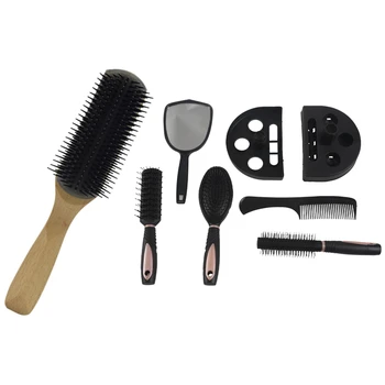 

1 Set Hair Brushes Comb Set with Mirror and Stand & 1 Pcs 22 X 5.5Cm Entangled Curls Hairdressing Comb Hair Brush