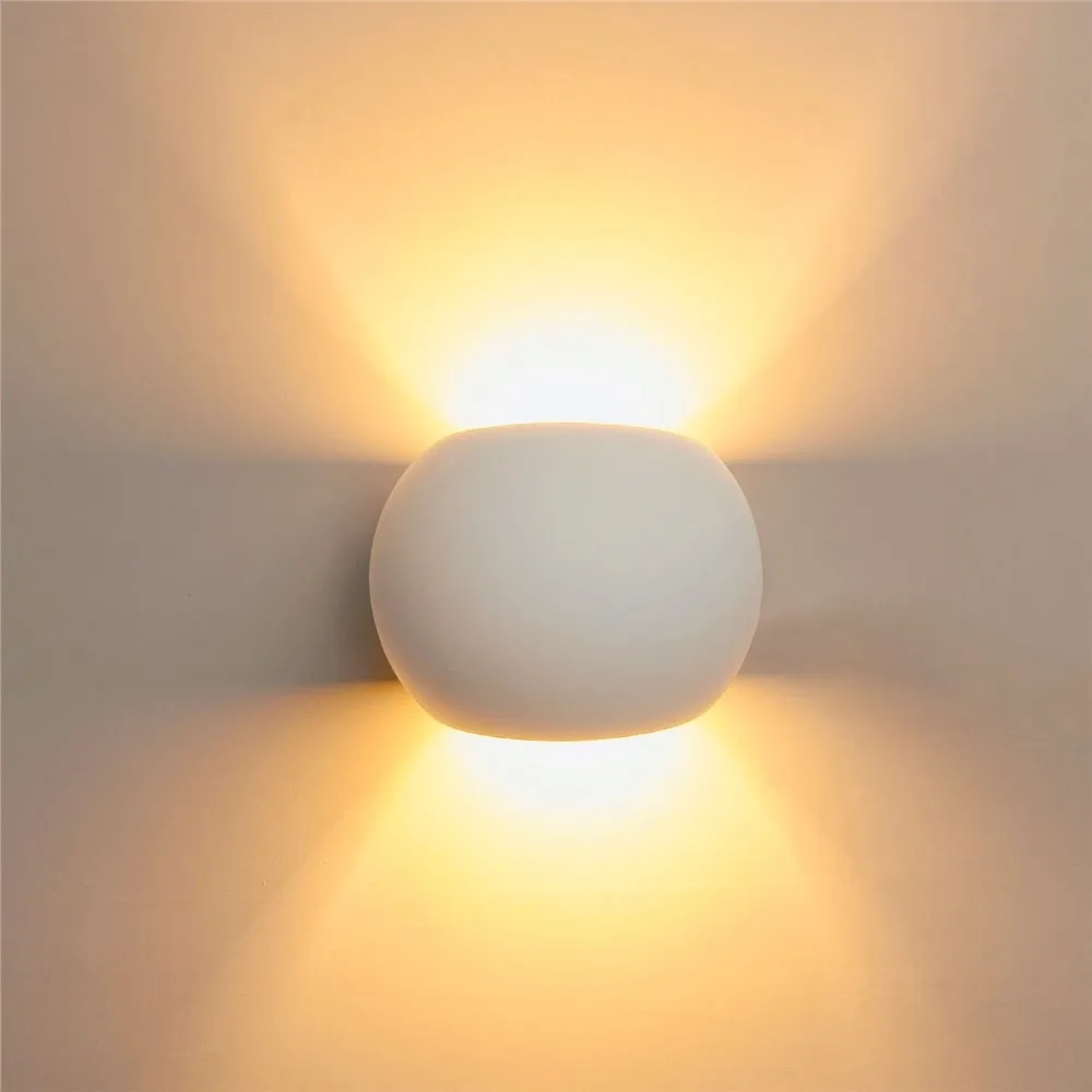 Гипсовый настенный светильник Круглый с резьбой 5 Вт светодиодный|Комнатные