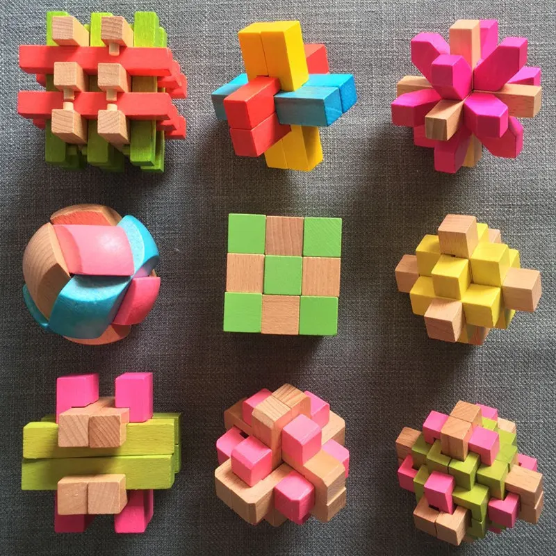 

Building Blocks Color Burr Puzzle Luban Lock Set Young STUDENT'S Adult Educational Children Early Education Toy