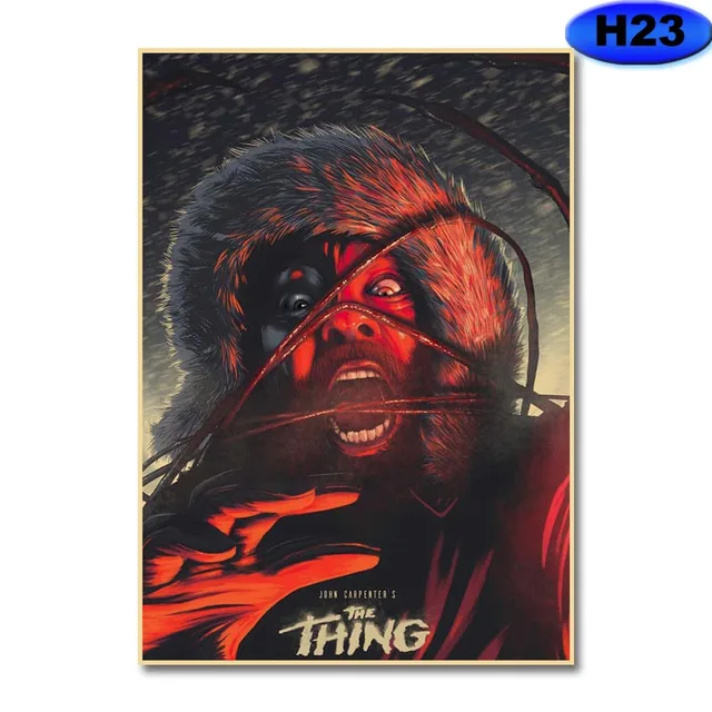 Retro Kraft Paper Movie Posters Classic Horror Movie The Thing Poster Home Decor Living Room Bar Cafe Art Painting Wall Sticker H23