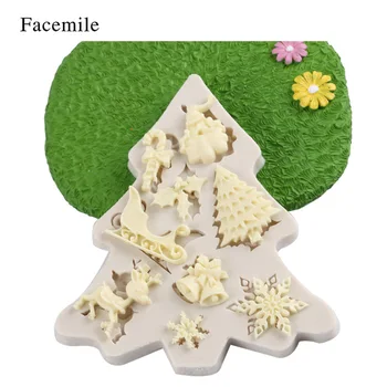 

Christmas decoration tools Santa Christmas tree fudge chocolate silicone mold DIY baking Christmas snowman cake decorating tools