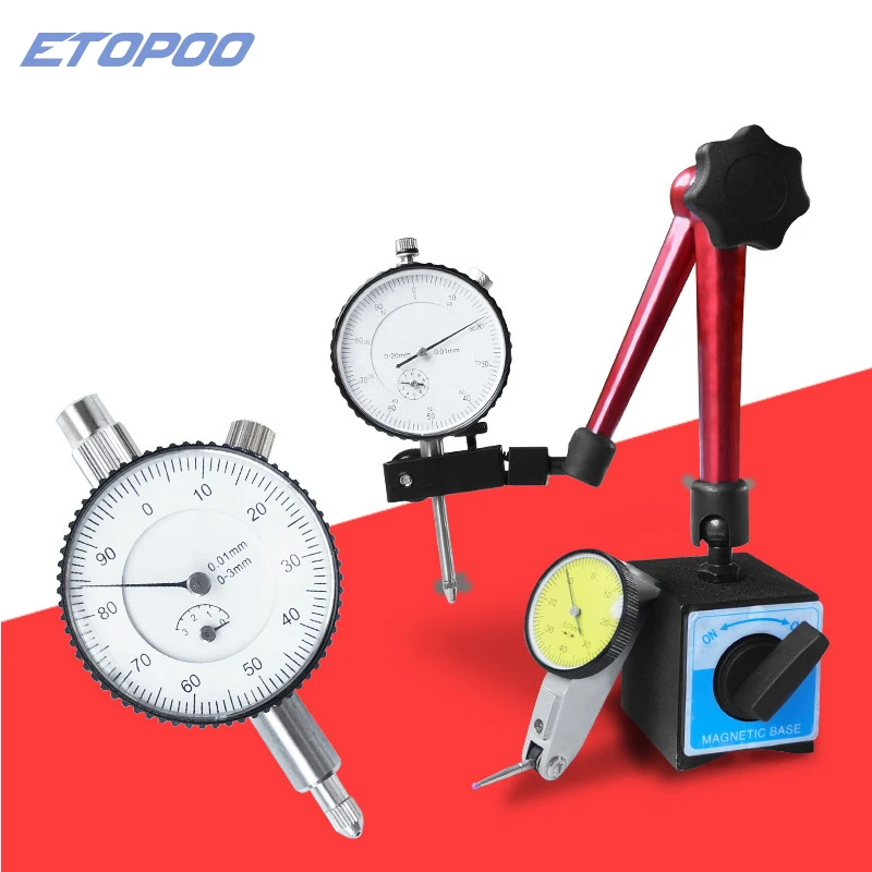 Accurate Dial Gauge Test Indicator with Dovetail Rails Mount 0 0.8mm 0