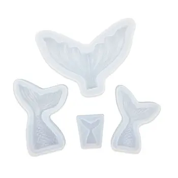 

4Pcs Marine Theme Beauty Fish Jelly Sugar Fondant Silicone Resin Molds Kit Mermaids Tail Mold DIY Jewelry Making Tools