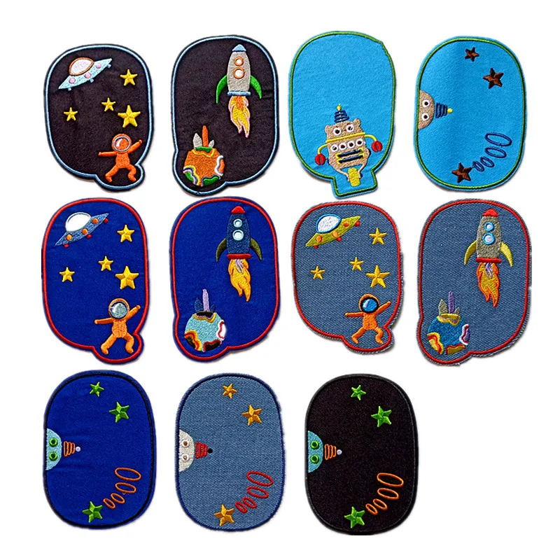 5Pcs Cartoon Jeans Patch Iron On Denim Patches Embroidered Sewing Repair Elbow Knee Patches For Children Kids Jeans Clothes