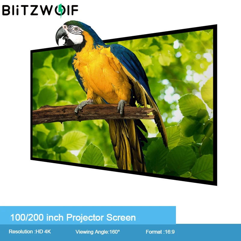 Blitzwolf Bwvs4 100/200 Inch Projector Screen White Plastic With Hd 4k