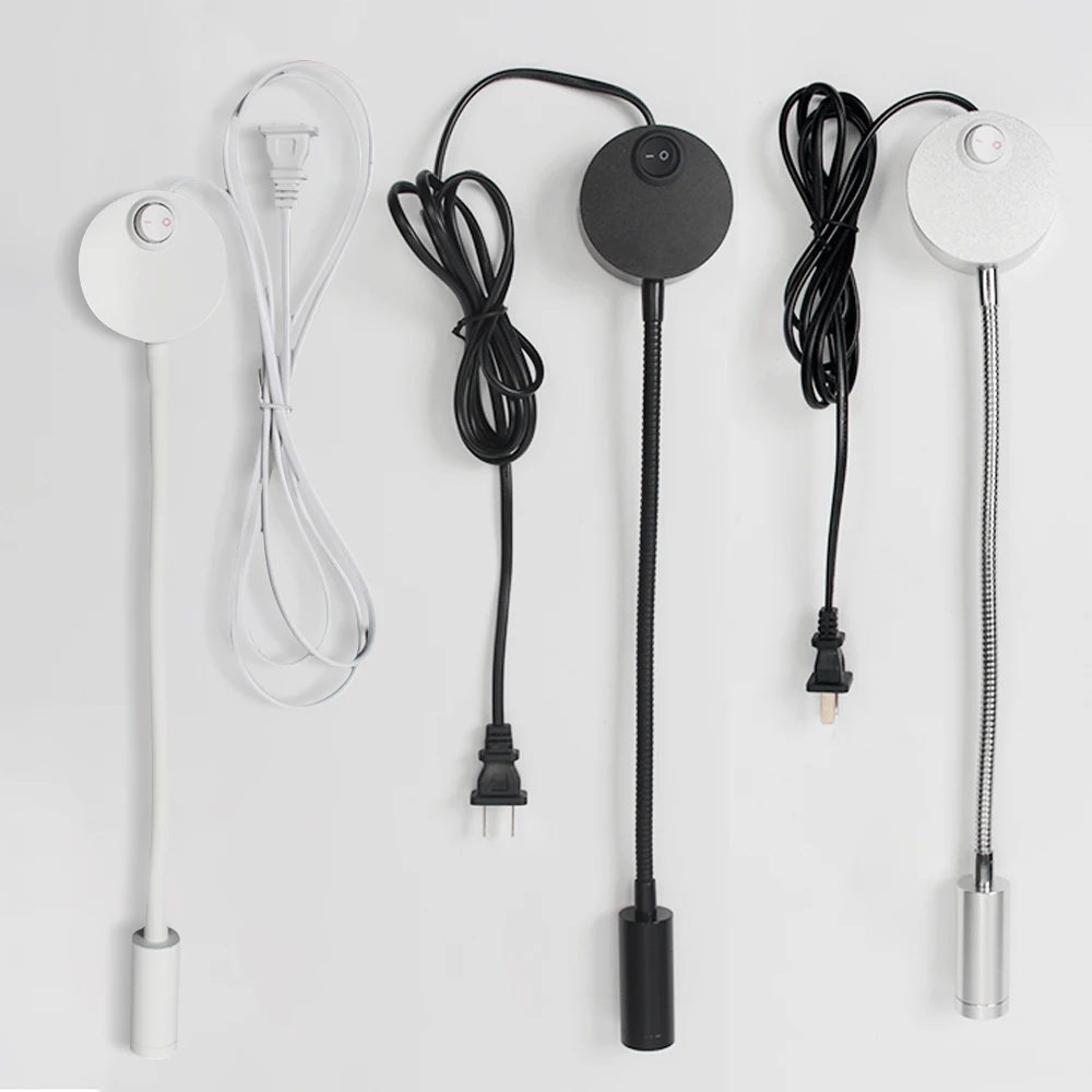 

Warm LED Table Light 1W/3W Wall Lamp Bedroom Bedside Reading Study Book Lamp EU US Plug Black Silver Wall Light
