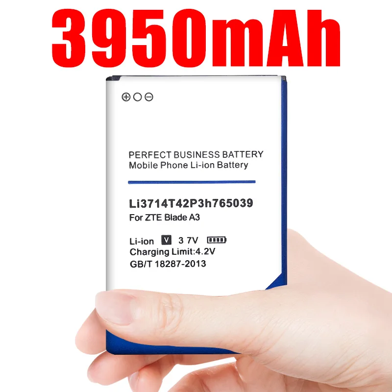 3950mAh Li3714T42P3H765039 для ZTE Blade A3 T220 AF3 Замена батареи реальная емкость|Аккумуляторы