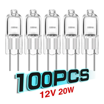 

TSLEEN Hot! 100Pcs Energy Saving G4 Base Tungsten Halogen Lamp Bulb G4 20W 12V Warm White Desk Light Clear Bulb indoor lighting