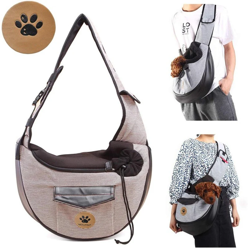 Pet Travel Bag Small Dog Cat Sling Carriers Hands Free Pet Puppy Reversible Bag for Puppy Small Dogs and Cats