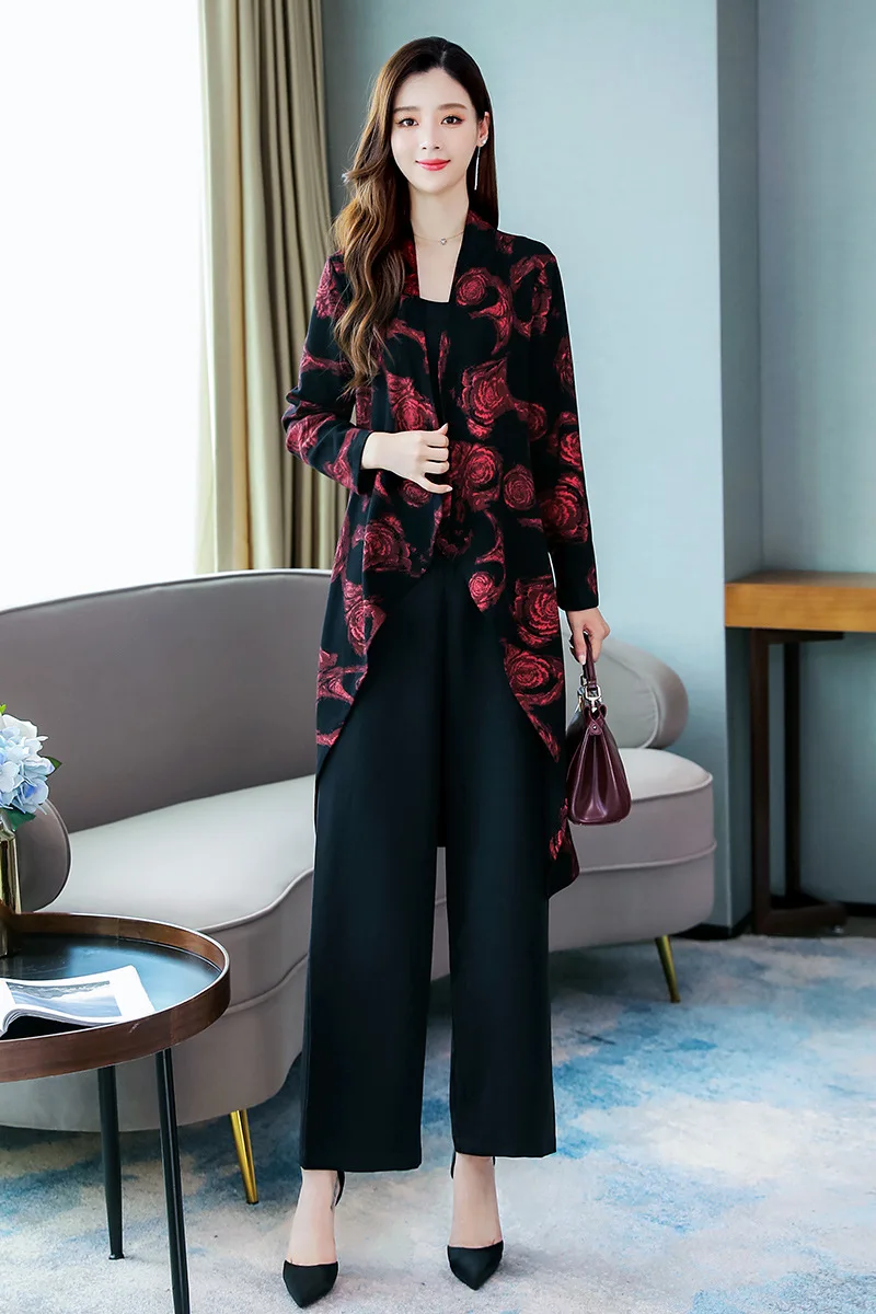 

2019 Early Autumn New Style Set Korean-style Fashion Elegant Goddess-Style Western Style Loose Pants Two-Piece Set WOMEN'S Suit
