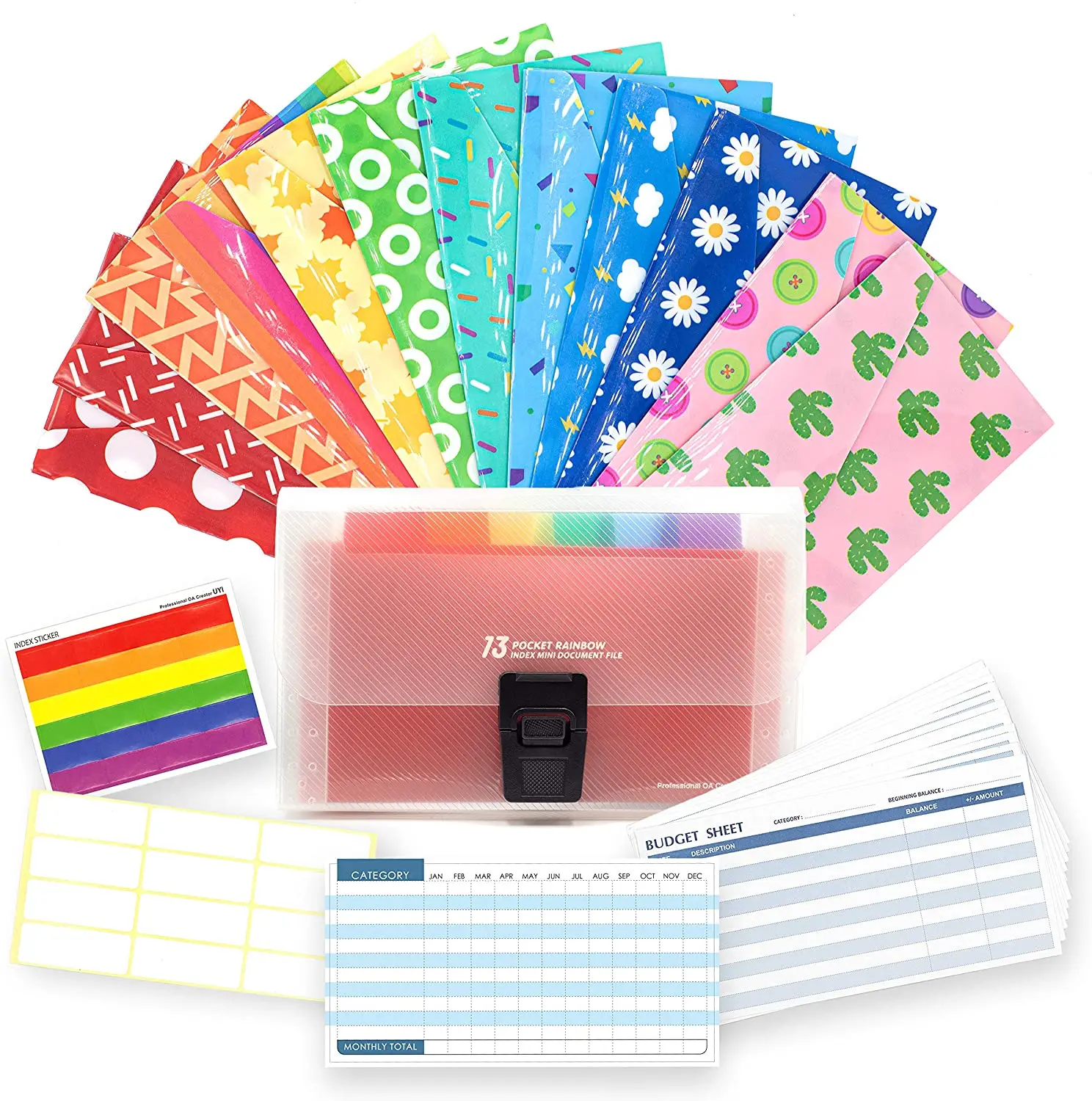 72 Piece Cash Envelope System for Budgeting Reusable Plastic Budget Envelopes for Cash Savings Durable Tear Resistant Waterproof 26 pieces budget envelopes sets include 12 cash envelope system 12 expense tracking budget sheets 2 stickers for cash savings