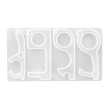 

No Touch Door Opener Hand Free Key Tool Silicone Mold For Epoxy Resin DIY Touchless Keychain New