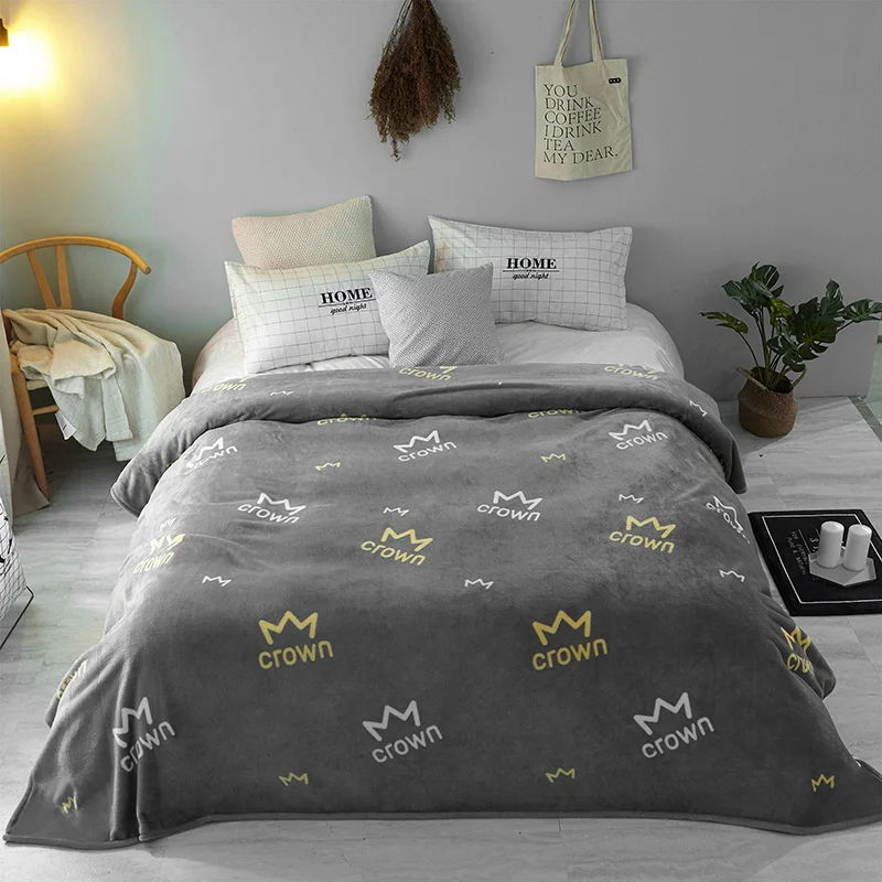

LREA home textile gray comfotable and soft coral fleece fabric blanket for sofa warm bedspread blanket cover on the bed