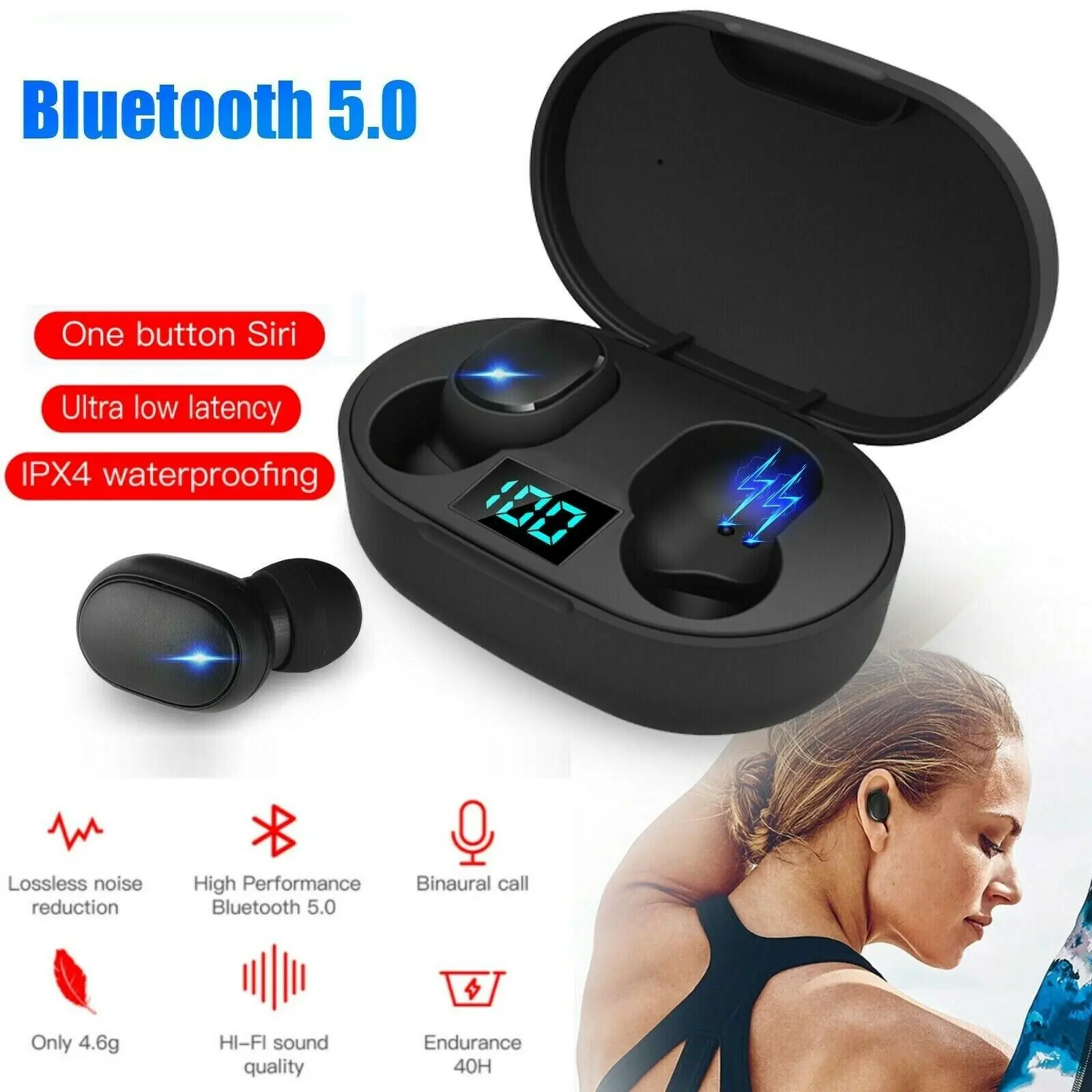 A6S TWS Bluetooth 5 0 Wireless Mini HiFi In Ear Earphones Earbuds for iOS Android Phone accessories Wireless Earphones