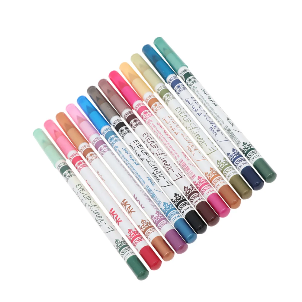 

12pcs Eyeliner Pens Lightweight Durable Sweat-Resistant Practical Wooden Handle Makeup Tools Eyeliner Pens for Women Girls