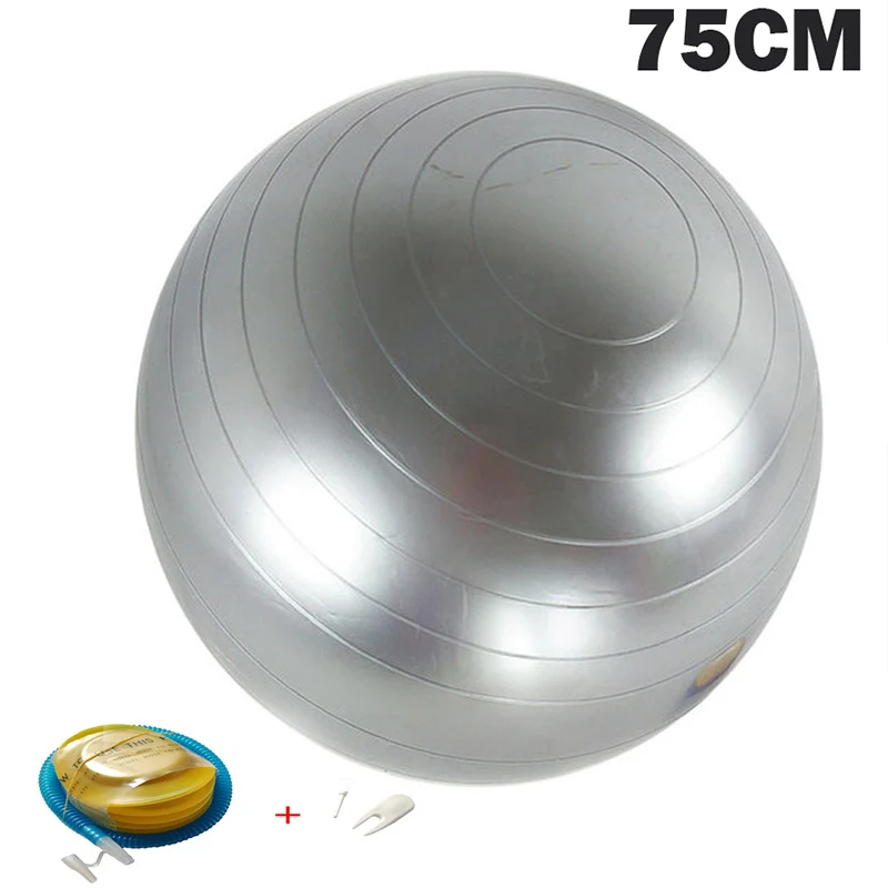 75CM Grey Мячи для йоги Пилатес фитнес спортзал массажер точки фитбол для баланса тренировки мяч 45/55/65/75/85 см с насосом - Цвет: 75CM Grey