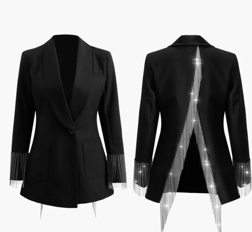 Victoria show stage Unrecognizable personality One button small suit jacket Casual streetwear blazer suits female blazer