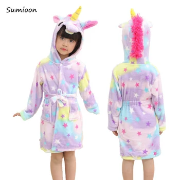 

Baby Animal Bathrobe For Boys Girls Unicorn Pattern Hooded Towel Beach Kids Sleepwear Children Clothes Kids Pyjamas Nightgown