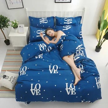 

Thumbedding Love Bedding Set Queen Size Simple Fresh Soft Duvet Cover Blue King Queen Full Twin Single Unique Design Bed Set
