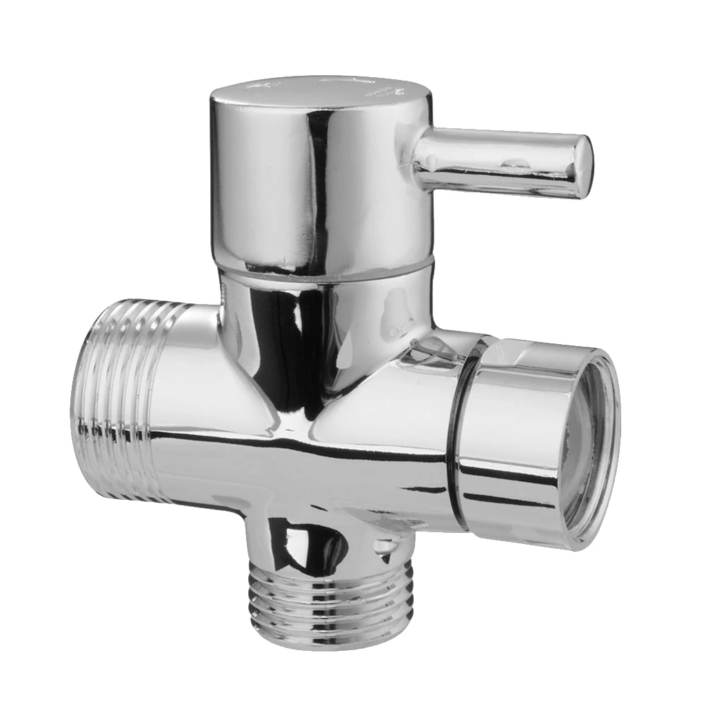 Silver 3 ways T-adapter Valve Diverter for handheld Shower Head Bidet Faucet Tap G3/4inch G1/2inch