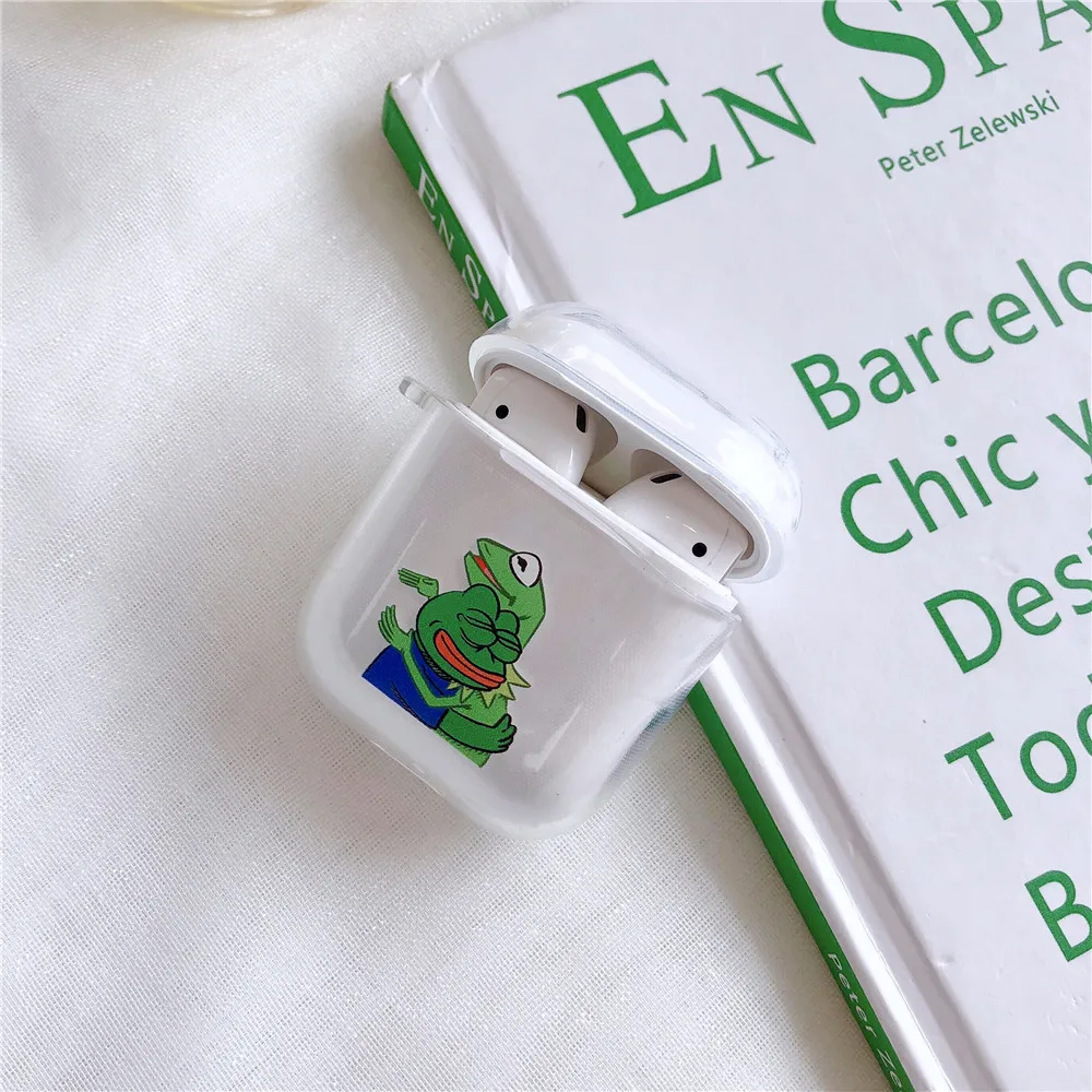 Мультяшный Sad чехол с лягушкой для Apple AirPods беспроводные Bluetooth наушники Pepe Memes мягкий прозрачный чехол для Airpods
