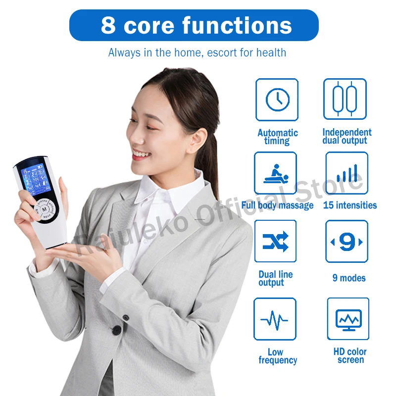 Full English Dual Channel Tens Machine EMS Unit Electronic Therapy Body Neck Massager Pulse Meridia