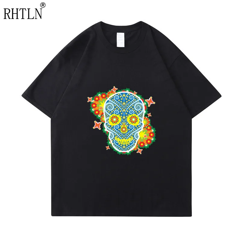 

Newest 2020 men's fashion short sleeve gold tooth floral sugar skull t-shirt Harajuku funny tee shirts Hipster O-neck cool tops
