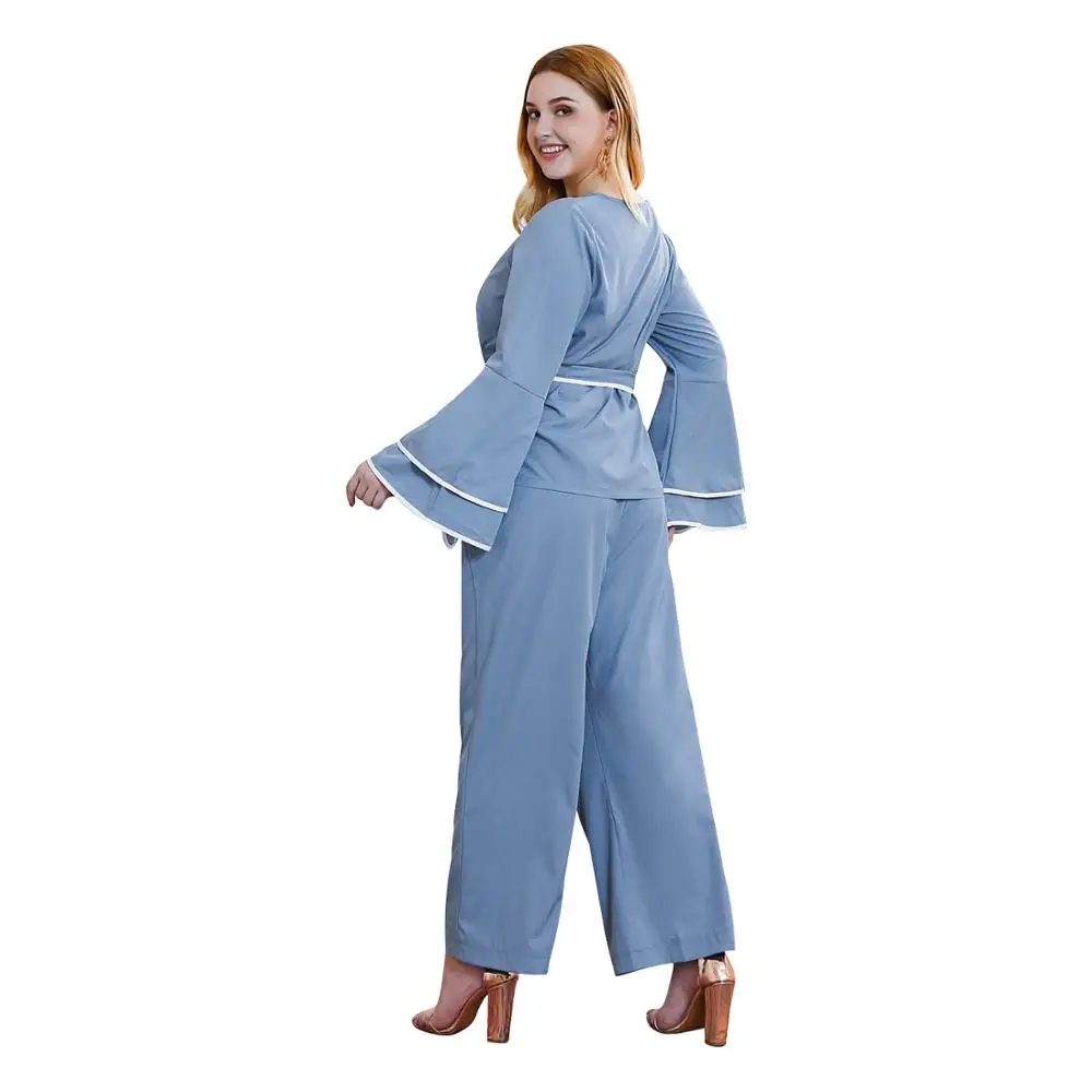 autumn winter plus size leisure home wear suits for women large loose long sleeve tops and pants sets blue 4XL 5XL 6XL 7XL