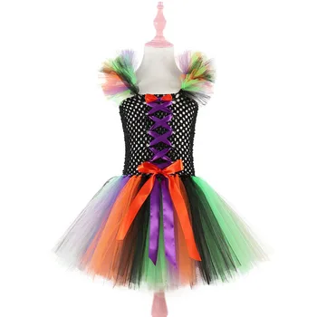 

Baby girl 3-11T Girls Tutu dress Witch Christmas Halloween Costume For Kids Ball Gown Girl bow-knot dress Party Costume