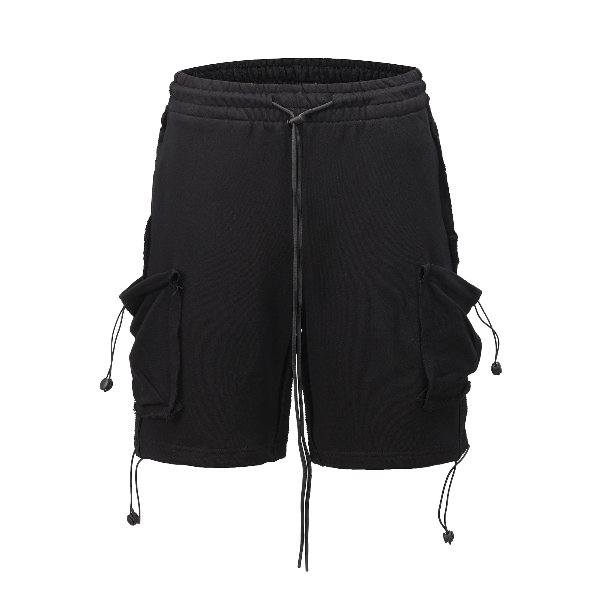 2020 Solid Elastic Drawstring Design Men Casual Shorts Loose Mens Cotton Hip Hop Summer Multi Pockets Cargo | Мужская одежда