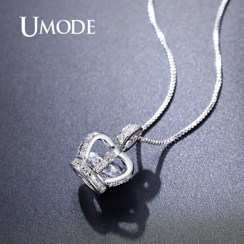 UMODE Свадебный бренд корона ожерелья для Длинная цепочка для женщин Кубические Подвески из циркона Femme Роскошные ювелирные изделия девушки вечерние подарки UN0317B
