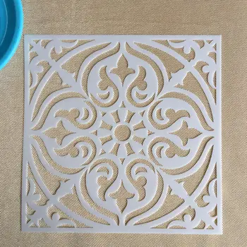 

Mandala 1pc 15 * 15cm mold DIY home decoration drawing template laser cutting wall template painting tile tiles stencil