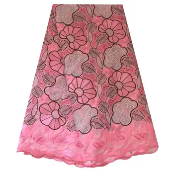 

African Embroidery Wedding Lace with Rhinestones Nigeria Lace Fabrics 2019 High Quality Lace For Party French Swiss Voile Lace