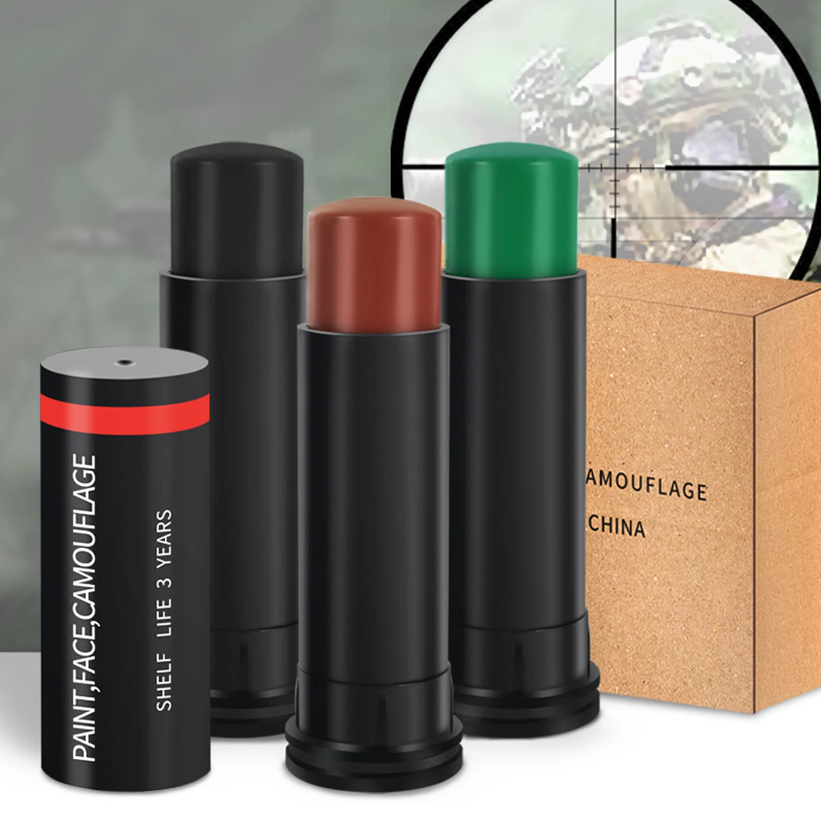 Camo Dark Green/light Green/brown Face Paint Stick Hunting Halloween Set of 3 for sale online 